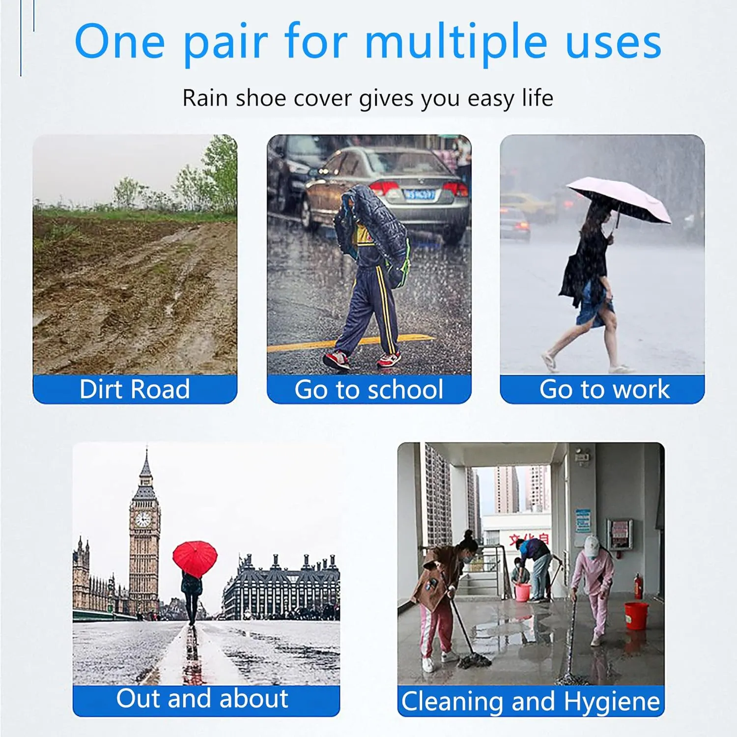 Waterproof Rain Shoe Covers Men Reusable Foldable Rain Snow Boot Shoe Covers with Reflector Non Slip Shoe Protector for Raining Day,Cycling,Gardening,Fishing,Hiking, Farming