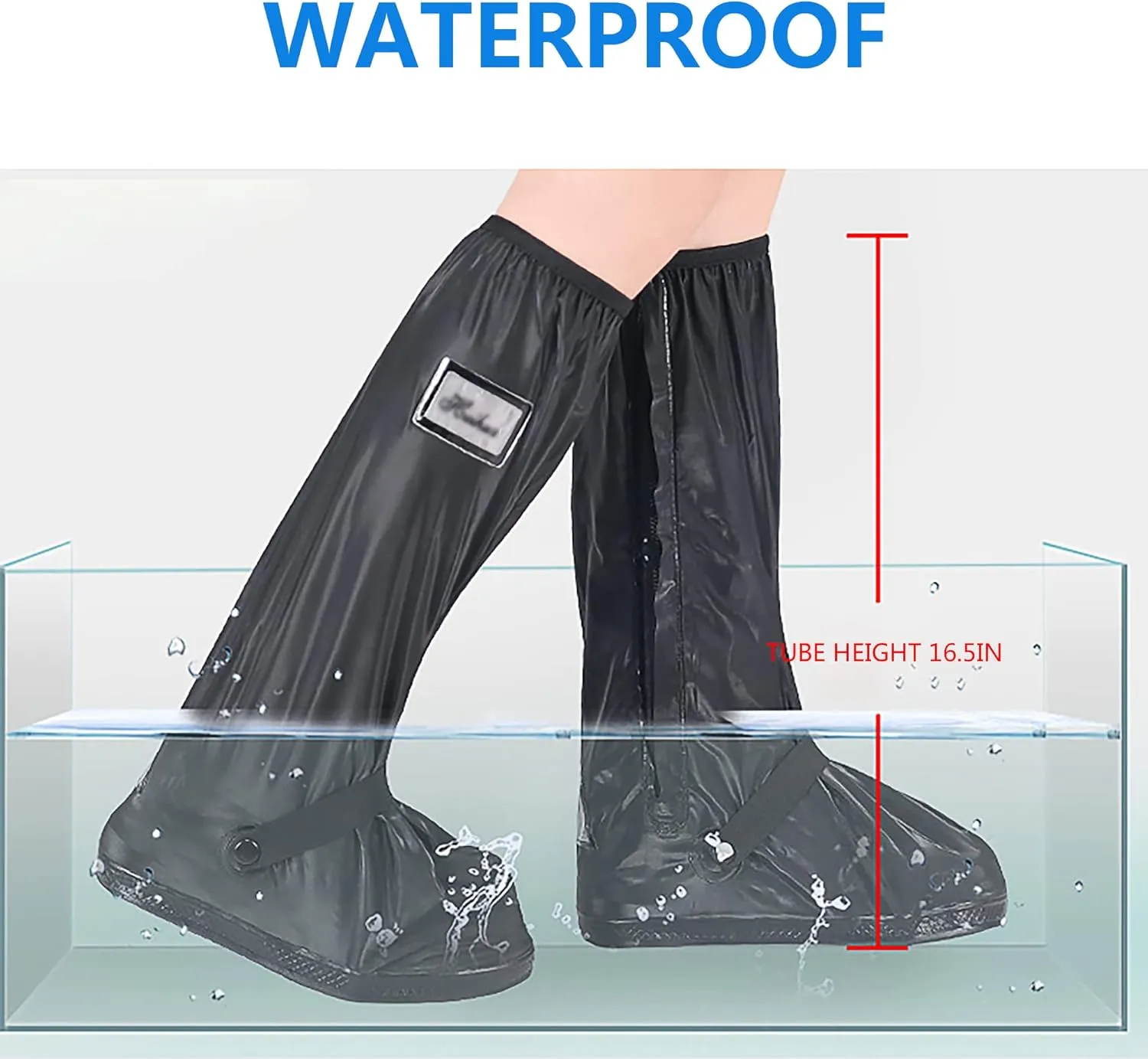 Waterproof Rain Shoe Covers Men Reusable Foldable Rain Snow Boot Shoe Covers with Reflector Non Slip Shoe Protector for Raining Day,Cycling,Gardening,Fishing,Hiking, Farming