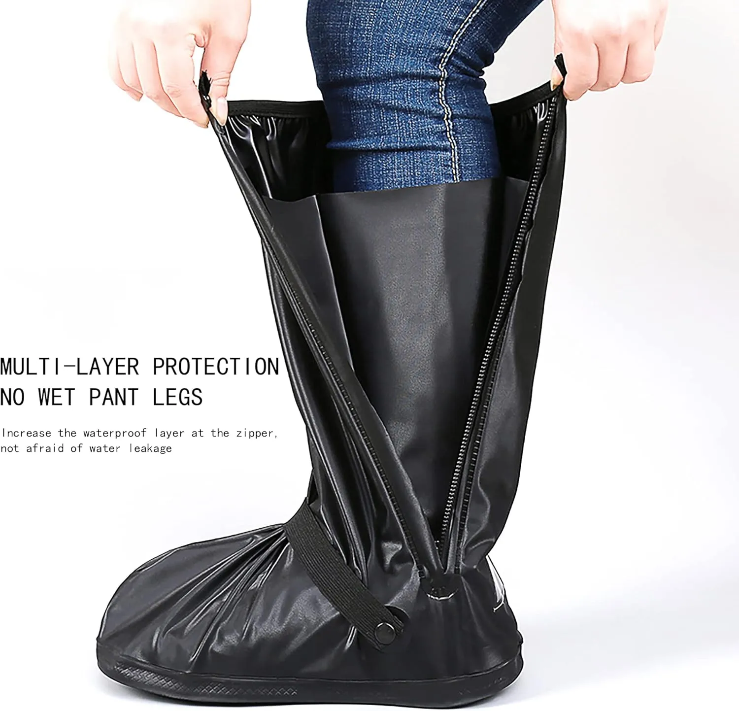 Waterproof Rain Shoe Covers Men Reusable Foldable Rain Snow Boot Shoe Covers with Reflector Non Slip Shoe Protector for Raining Day,Cycling,Gardening,Fishing,Hiking, Farming