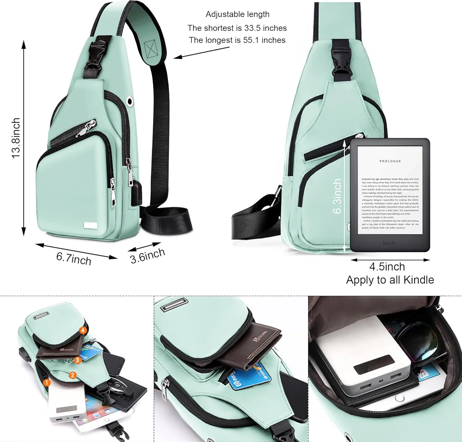 Waterproof Sling Bag Crossbody Backpack for Men Women Sling Backpack Hiking Daypack Multipurpose Cross Body Chest Bag