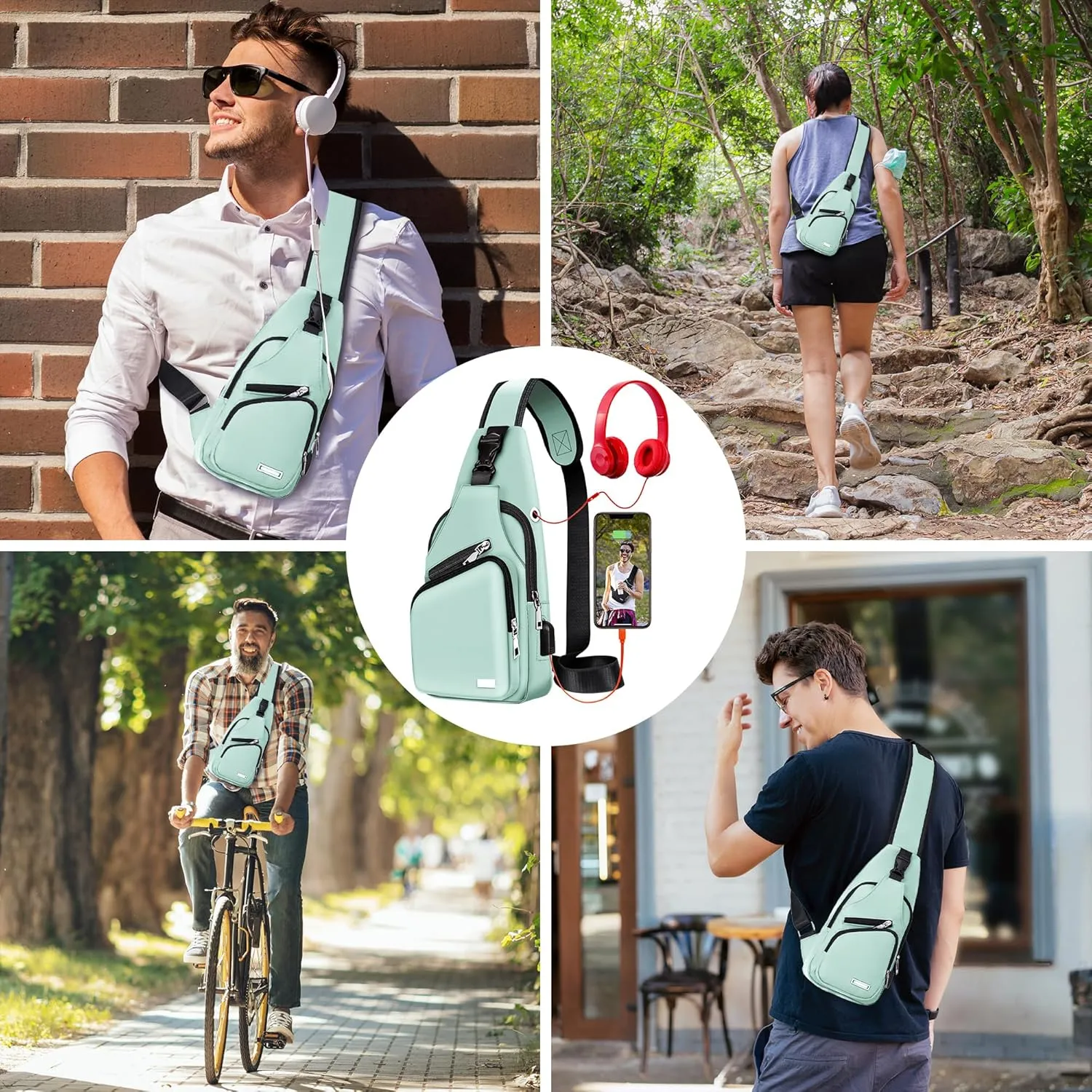 Waterproof Sling Bag Crossbody Backpack for Men Women Sling Backpack Hiking Daypack Multipurpose Cross Body Chest Bag