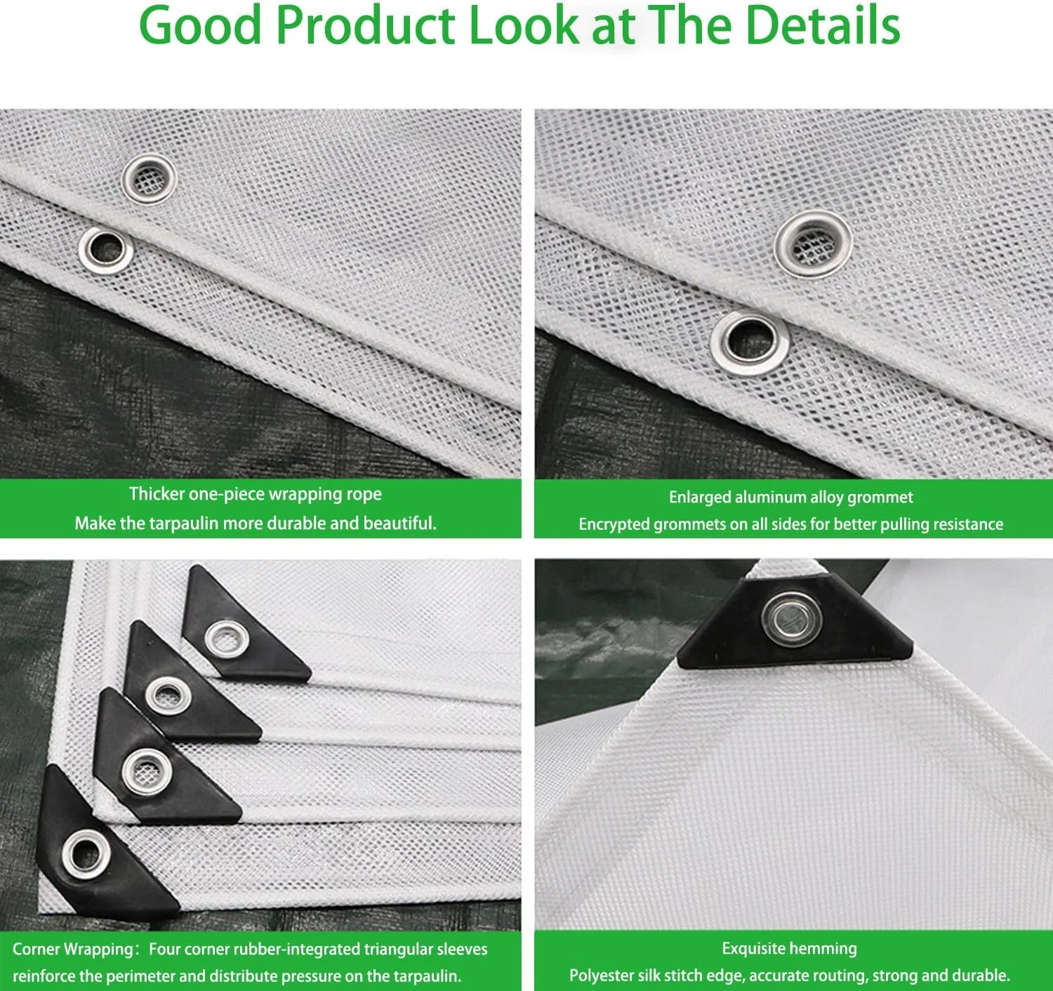 Waterproof Tarps for Outdoors Tent Cover Tarp for Under Tent for Under Tent Multi Purpose Protective Cover Durable Waterproof Weather Proof Rip and Tear Resistant 2.46ft x 6.56ft White