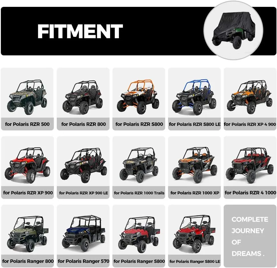 Waterproof UTV Cover, 420D Heavy Duty Tear-Resistant Oxford Material for Polaris Suzuki Kawasaki Can Am Maverick Arctic Cat Textron 2-3 Passenger XL-115 L x 60" W x 75" H