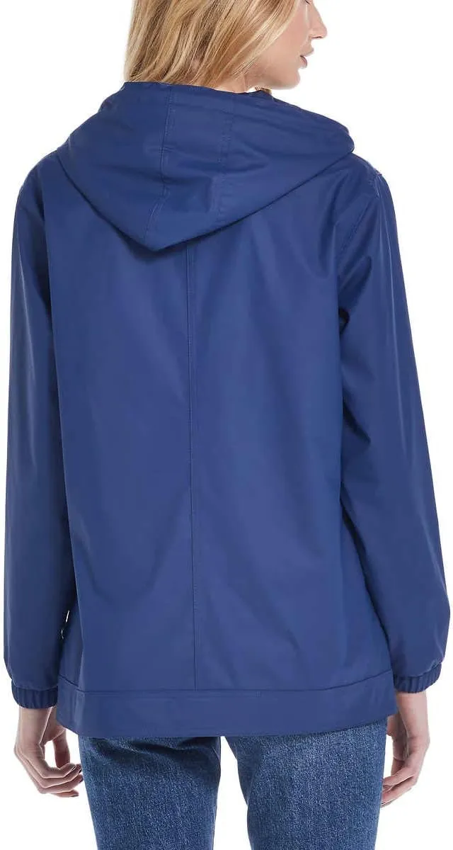 Weatherproof Vintage Womens Waterproof Coated Rain Jacket with Hood -Light Windbreaker Raincoat for Women-Hooded Rain Slicker