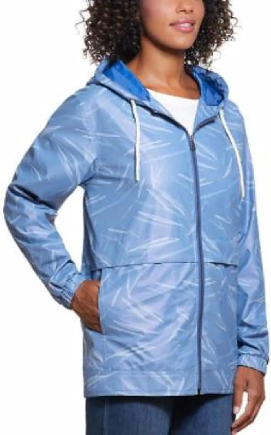 Weatherproof Vintage Womens Waterproof Coated Rain Jacket with Hood -Light Windbreaker Raincoat for Women-Hooded Rain Slicker