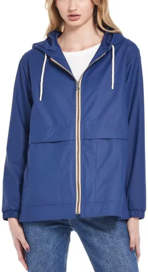 Weatherproof Vintage Womens Waterproof Coated Rain Jacket with Hood -Light Windbreaker Raincoat for Women-Hooded Rain Slicker