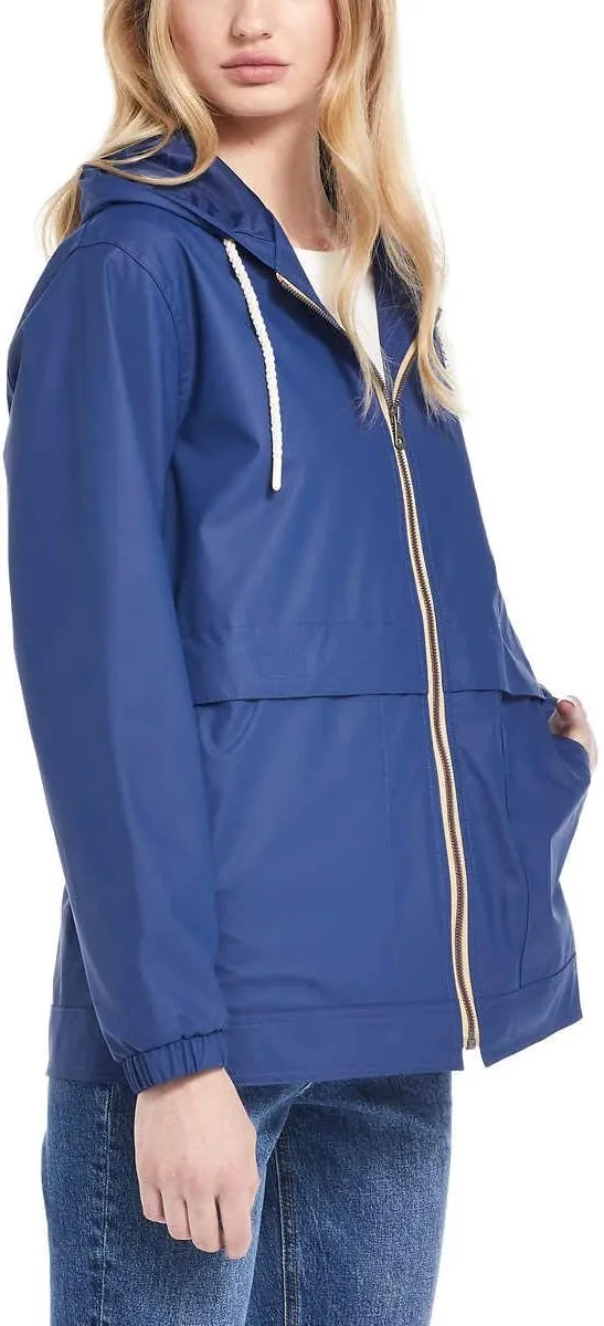 Weatherproof Vintage Womens Waterproof Coated Rain Jacket with Hood -Light Windbreaker Raincoat for Women-Hooded Rain Slicker