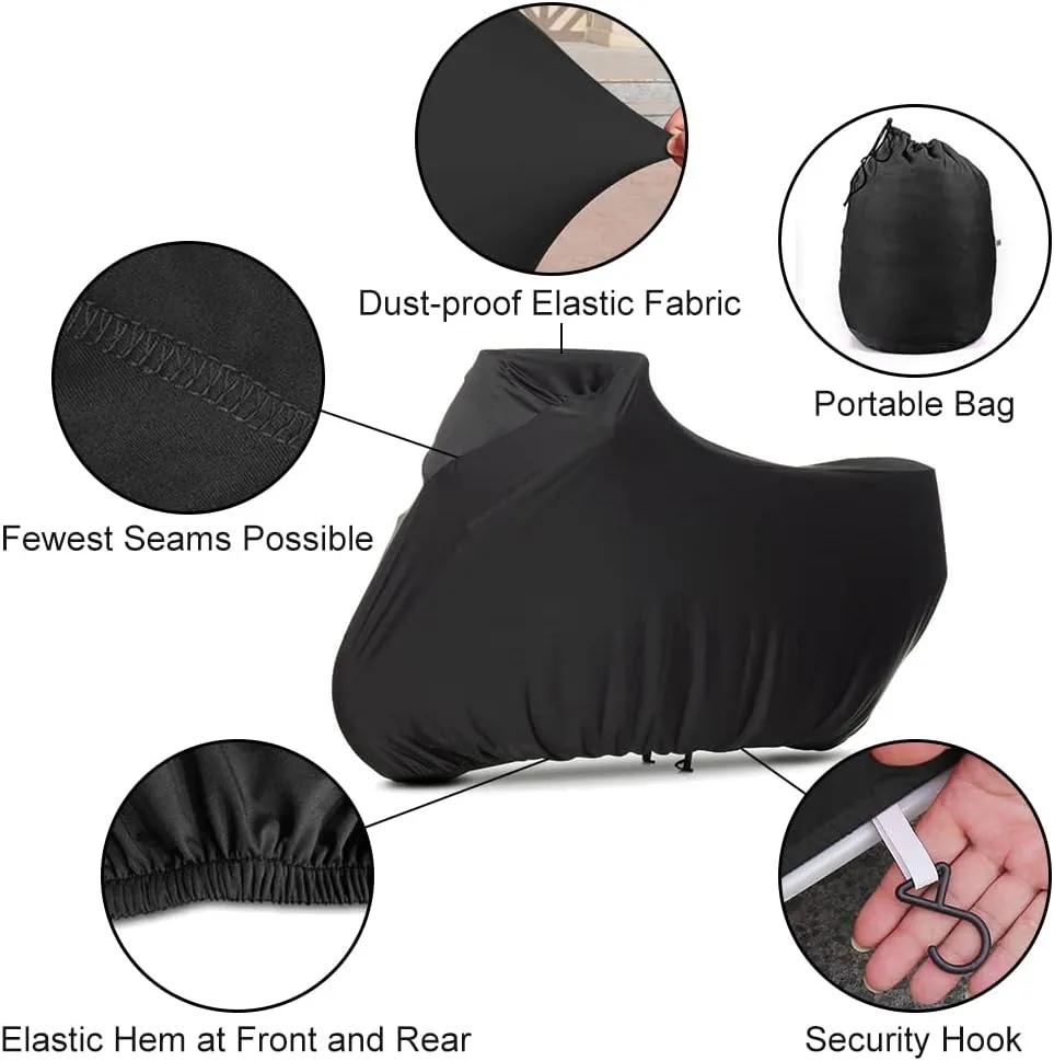WinPower Indoor Motorcycle Cover Stretch Elastic Dustproof Covers for Motorbikes, 116 x 43 x 55 inches