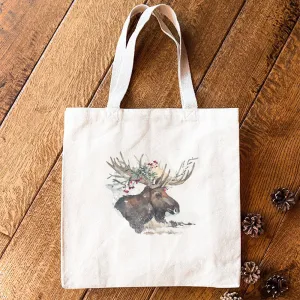 Winter Moose - Customizable Canvas Tote Bag