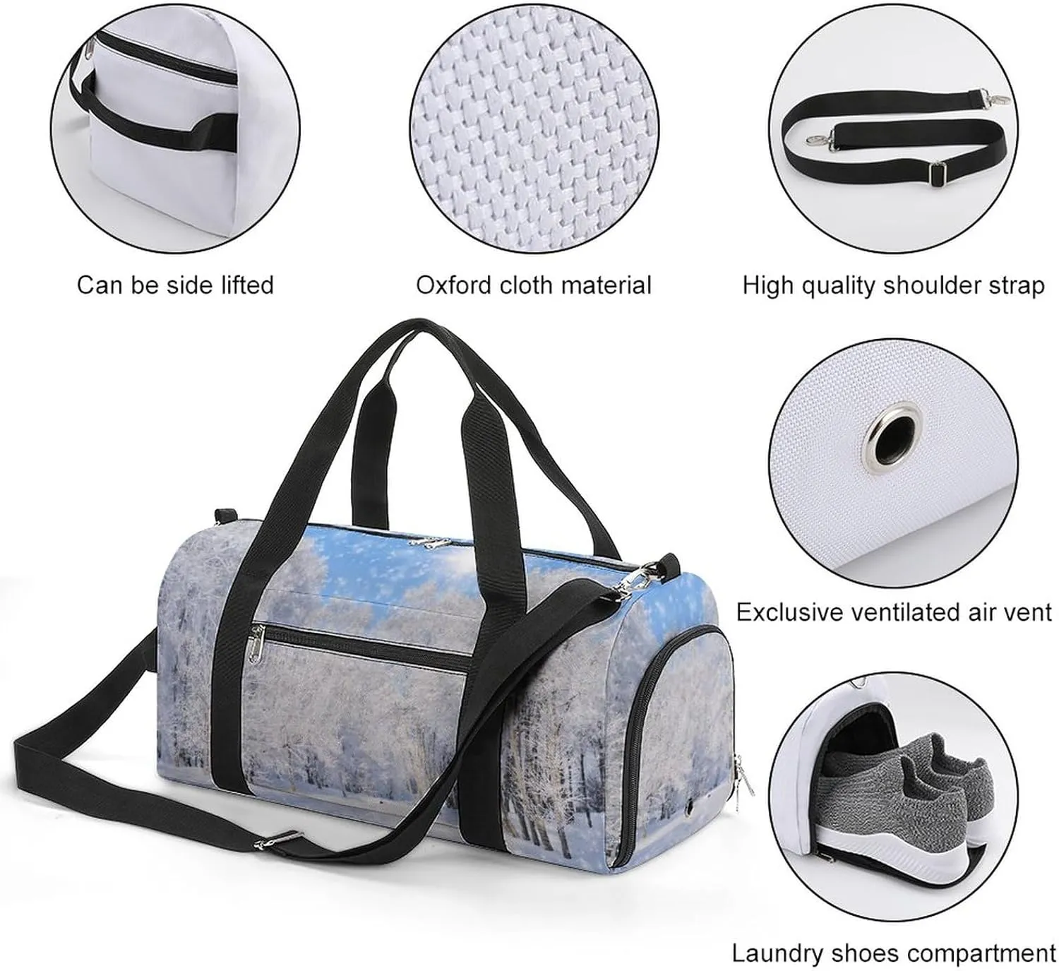 Winter Park Sports Tote Gym Bag for Women Men, Overnight Bag with Shoe Compartment Water Resistant