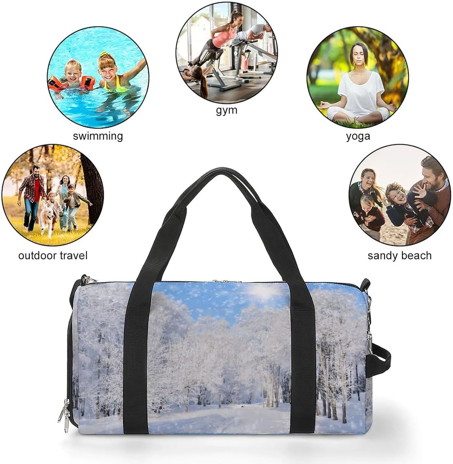 Winter Park Sports Tote Gym Bag for Women Men, Overnight Bag with Shoe Compartment Water Resistant