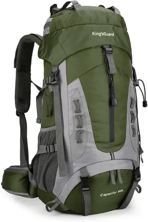 WIYPRQZ 60L Waterproof Lightweight Hiking Backpack Outdoor Sport Daypack with Rain Cover Camping (Army Green)