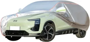 WOLWES Car Cover are Suitable for Aiways U6 All-Weather Windproof, Snowproof, Rainproof, UV-Protected and Breathable All-Season Universal with Side Door Zip Oxford Cloth Car Cover (Color : White)