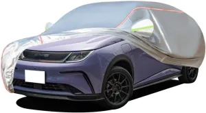 WOLWES Car Cover are Suitable for BYD Dolphin All-Weather Windproof, Snowproof, Rainproof, UV-Protected and Breathable All-Season Universal with Side Door Zip Oxford Cloth Car Cover (Color : White)