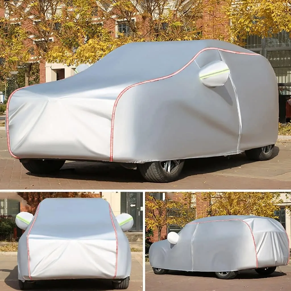 WOLWES Car Cover are Suitable for BYD Dolphin All-Weather Windproof, Snowproof, Rainproof, UV-Protected and Breathable All-Season Universal with Side Door Zip Oxford Cloth Car Cover (Color : White)