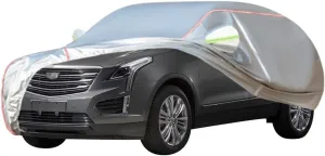 WOLWES Car Cover are Suitable for Cadillac XT5 All-Weather Windproof, Snowproof, Rainproof, UV-Protected and Breathable All-Season Universal with Side Door Zip Oxford Cloth Car Cover (Color : White)