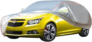 WOLWES Car Cover are Suitable for Chevrolet Cruze Hatchback All-Weather Windproof, Snowproof, Rainproof, UV-Protected and Breathable All-Season Universal with Side Door Zip Oxford Cloth Car Cover (Co