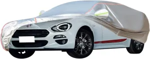 WOLWES Car Cover are Suitable for Fiat 124 Spider All-Weather Windproof, Snowproof, Rainproof, UV-Protected and Breathable All-Season Universal with Side Door Zip Oxford Cloth Car Cover (Color : Whit