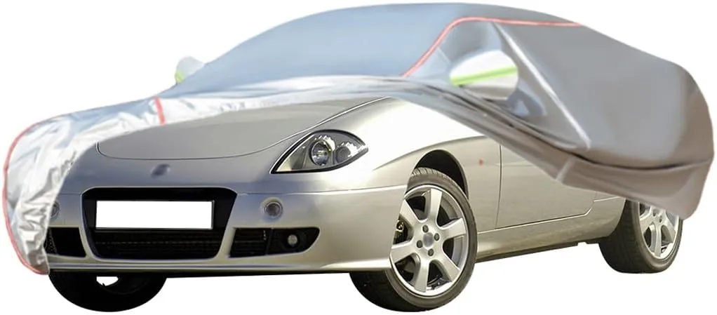WOLWES Car Cover are Suitable for Fiat Barchetta All-Weather Windproof, Snowproof, Rainproof, UV-Protected and Breathable All-Season Universal with Side Door Zip Oxford Cloth Car Cover (Color : White