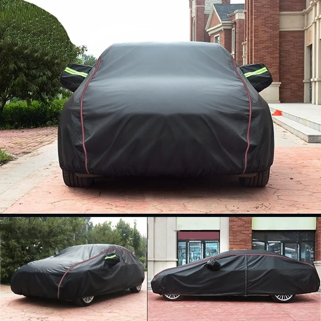 WOLWES Car Cover are Suitable for Hyundai i30 Fastback All-Weather Windproof, Snowproof, Rainproof, UV-Protected and Breathable All-Season Universal with Side Door Zip Oxford Cloth Car Cover (Color :