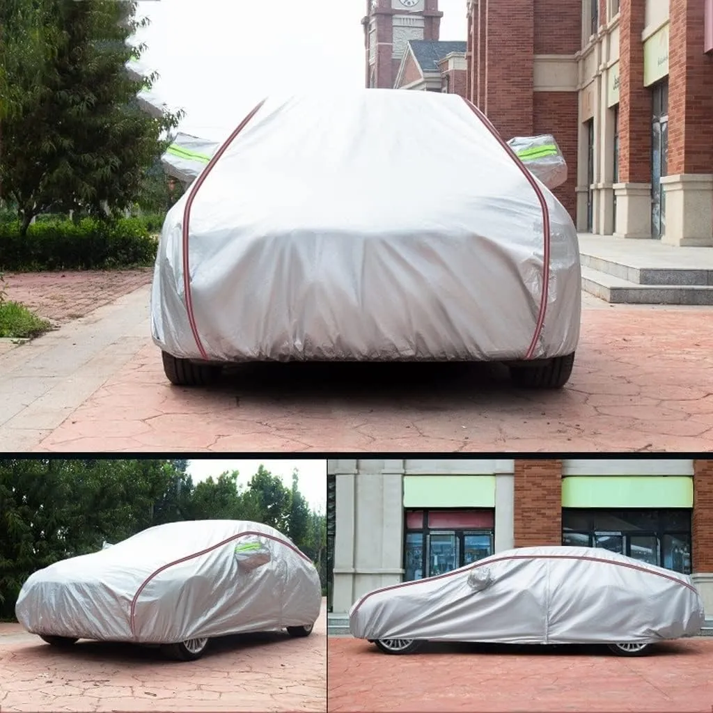 WOLWES Car Cover are Suitable for Infiniti Q50 All-Weather Windproof, Snowproof, Rainproof, UV-Protected and Breathable All-Season Universal with Side Door Zip Oxford Cloth Car Cover (Color : White)