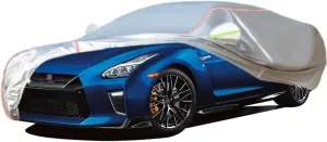 WOLWES Car Cover are Suitable for Nissan GT-R All-Weather Windproof, Snowproof, Rainproof, UV-Protected and Breathable All-Season Universal with Side Door Zip Oxford Cloth Car Cover (Color : White,