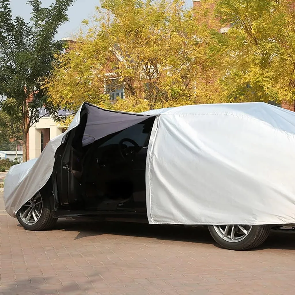 WOLWES Car Cover are Suitable for Nissan GT-R All-Weather Windproof, Snowproof, Rainproof, UV-Protected and Breathable All-Season Universal with Side Door Zip Oxford Cloth Car Cover (Color : White,