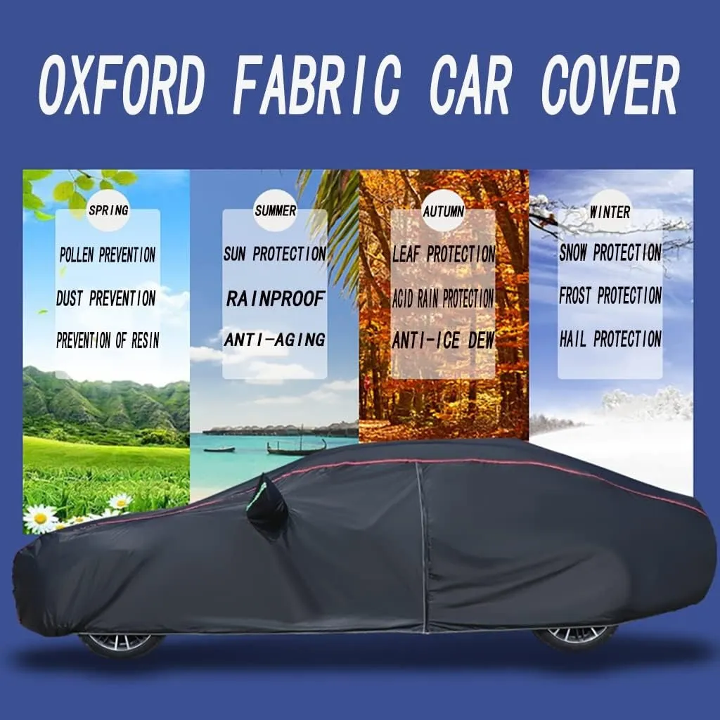 WOLWES Car Cover are Suitable for Nissan GT-R All-Weather Windproof, Snowproof, Rainproof, UV-Protected and Breathable All-Season Universal with Side Door Zip Oxford Cloth Car Cover (Color : White,