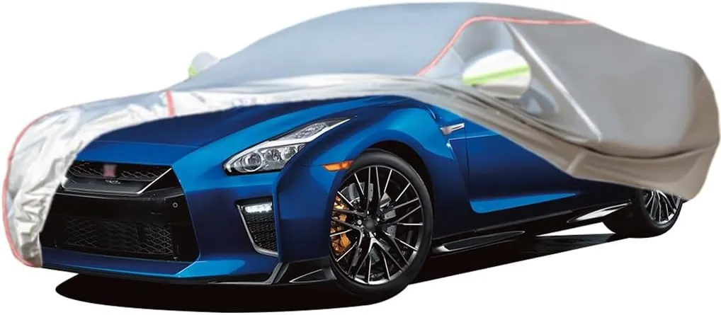 WOLWES Car Cover are Suitable for Nissan GT-R All-Weather Windproof, Snowproof, Rainproof, UV-Protected and Breathable All-Season Universal with Side Door Zip Oxford Cloth Car Cover (Color : White,