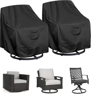 WOMACO Patio Swivel Chair Cover Waterproof Outdoor Swivel Chair Slip Covers Outside Small Large Oversized Wicker Lawn Club Chair Furniture Protector (31.5"W x 39"D x 29.5"H (2 Pack))