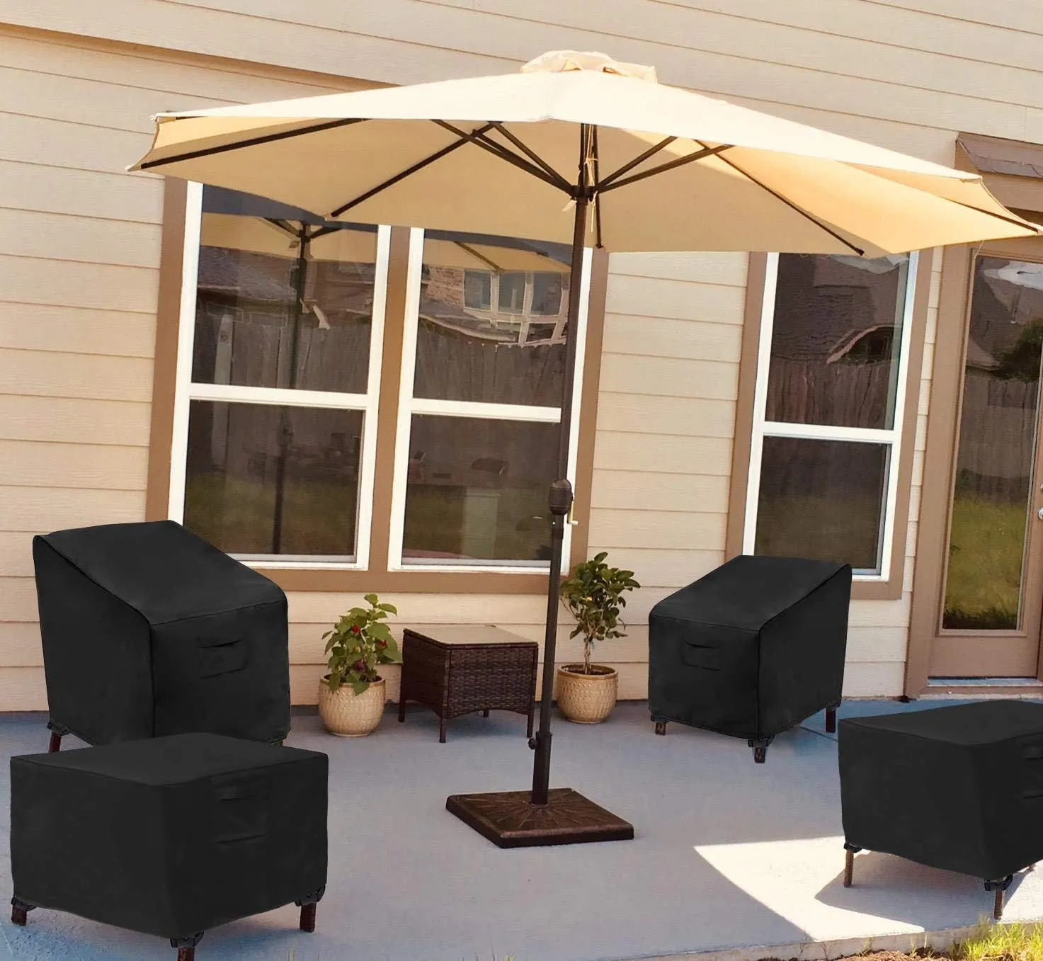 WOMACO Patio Swivel Chair Cover Waterproof Outdoor Swivel Chair Slip Covers Outside Small Large Oversized Wicker Lawn Club Chair Furniture Protector (31.5"W x 39"D x 29.5"H (2 Pack))