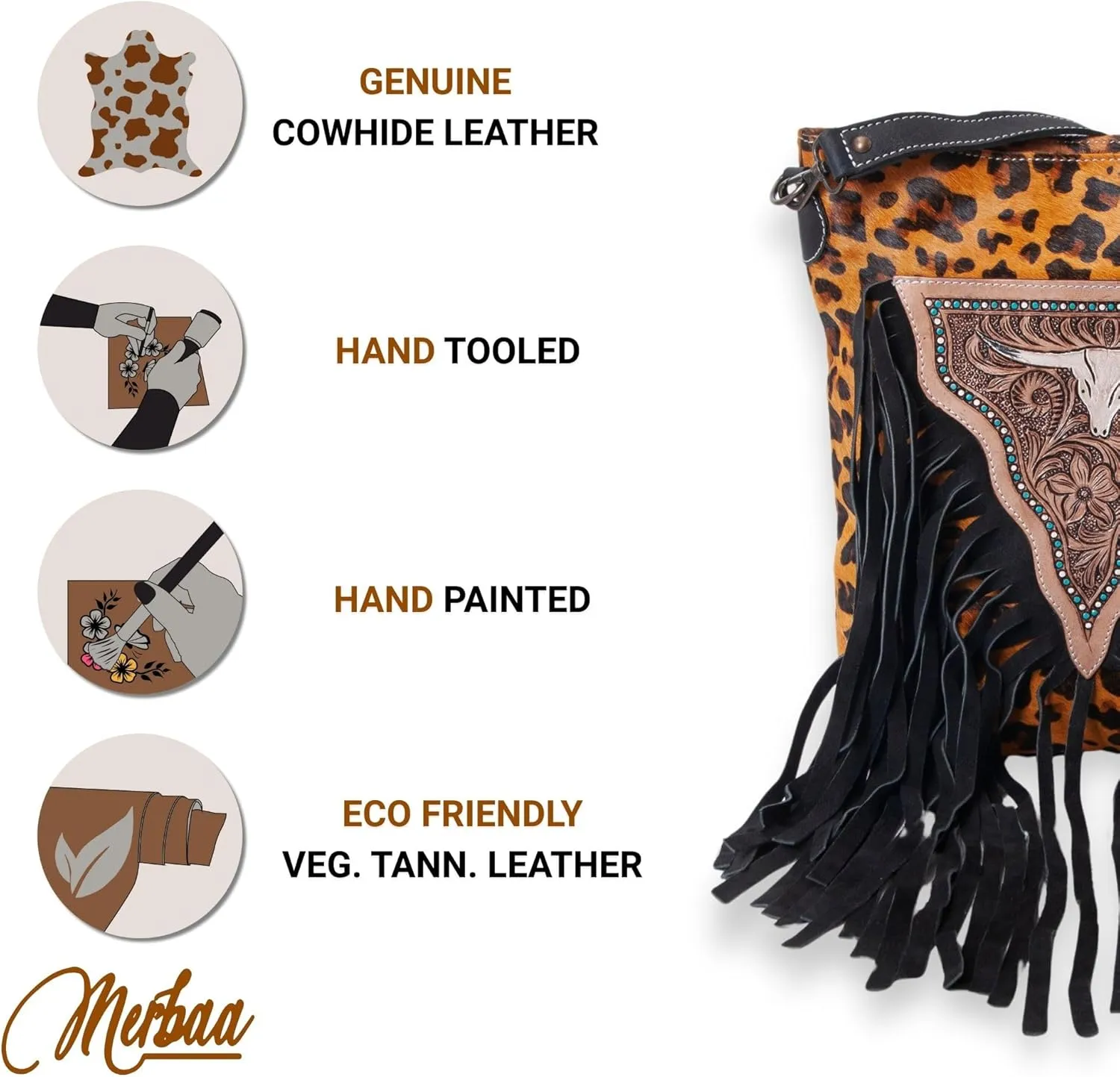 Women Natural Cowhide Leather Hand Bag With Adjustable Detachable Strap Leather Massenger Handbag