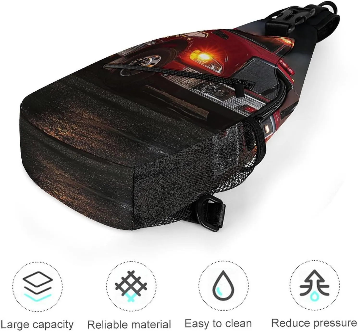 Womens Casual Shoulder Bag Fire Truck Crossbody Sling Bag Large Capacity Adjustable Gym Chest Bag for Travel Sports Hiking