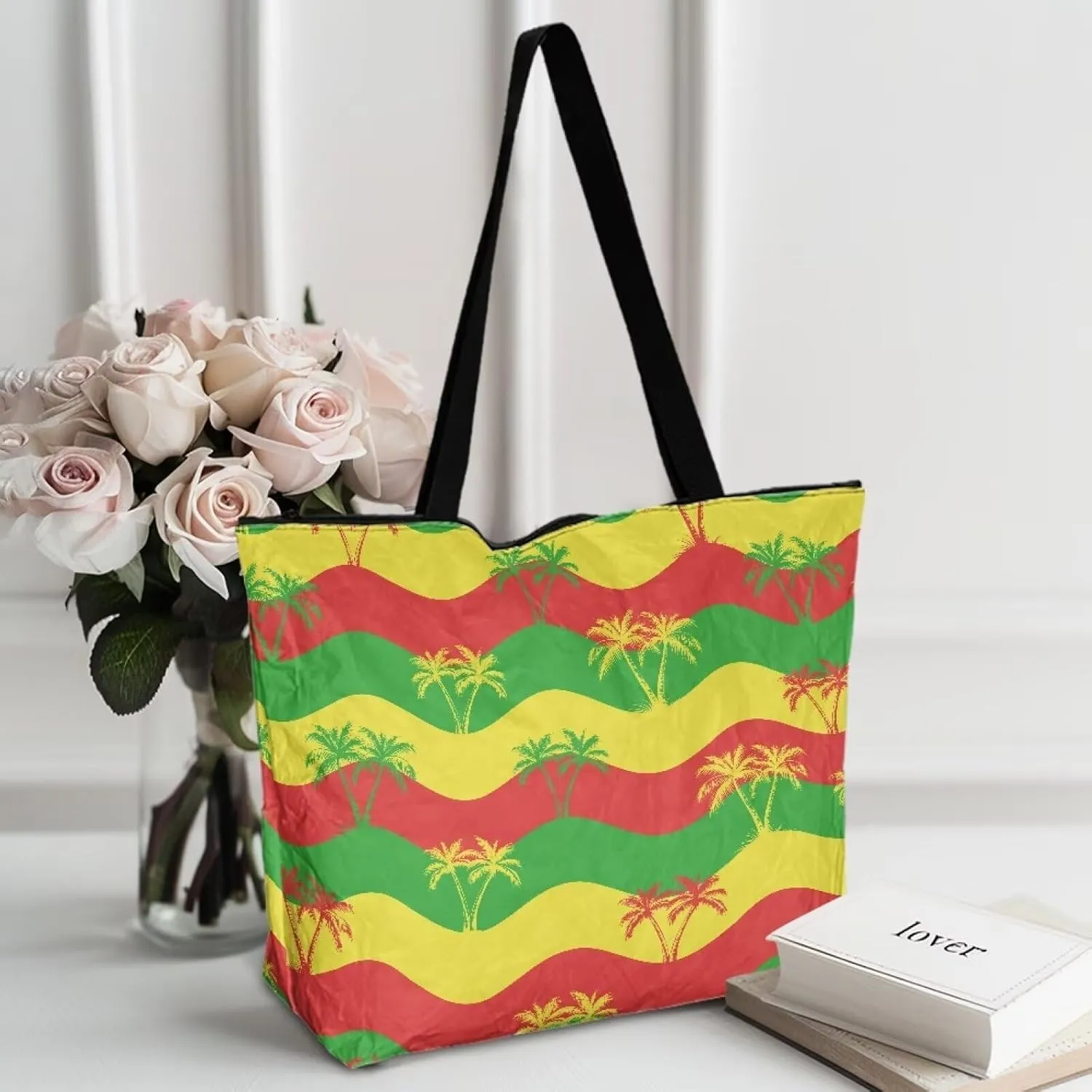 Women’s Dupont Paper Tote Bag Waterproof Shoulder Purse Shopping Grocery Reusable Handbag with Inner Zipper Pocket