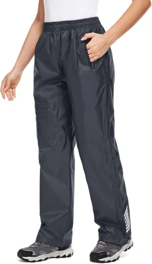 Women's Rain Pants Waterproof Hiking Pants Windproof Lightweight Rain Over Pants for Outdoor Golf Fishing Rainy Day