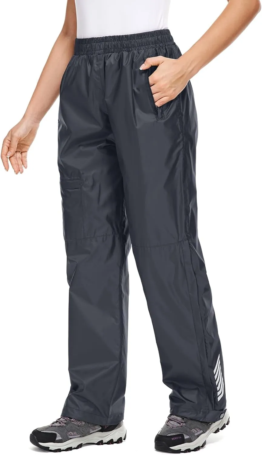Women's Rain Pants Waterproof Hiking Pants Windproof Lightweight Rain Over Pants for Outdoor Golf Fishing Rainy Day