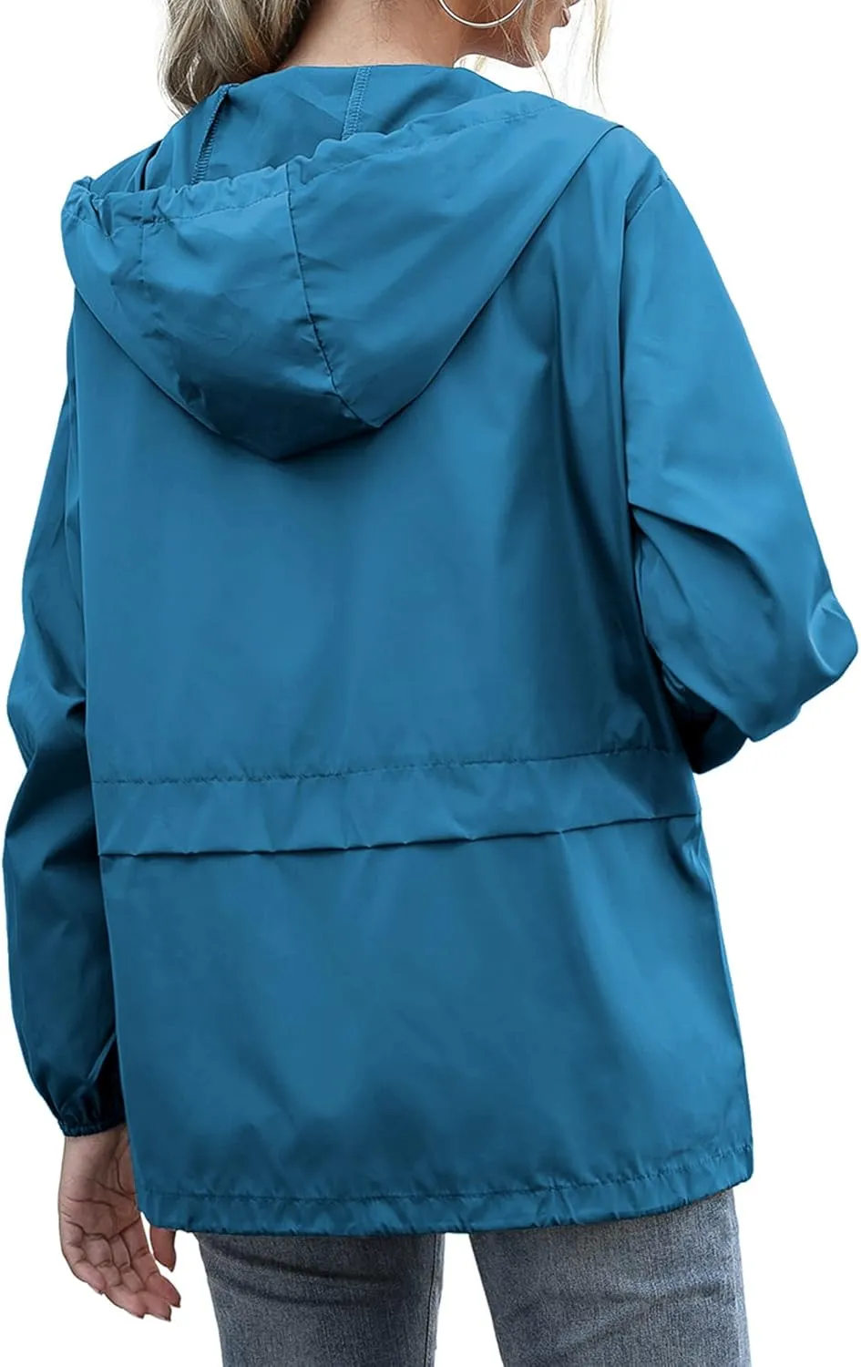 Women's Raincoats Lightweight Waterproof Windproof Adjustable Windbreaker Rain Jackets Hooded with Pockets S-XXL