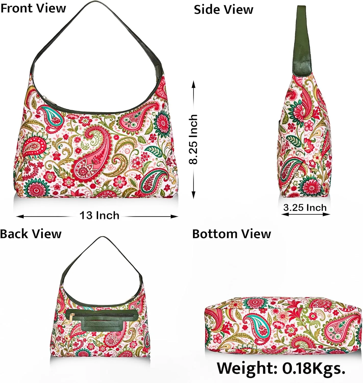 Women's Sling Hobo Bag with Leather Accents