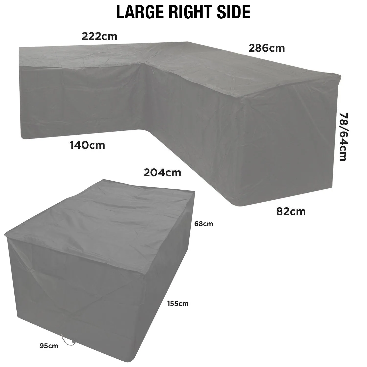 Woodside Grey L Shape Outdoor Dining Waterproof Patio Set Cover Rattan