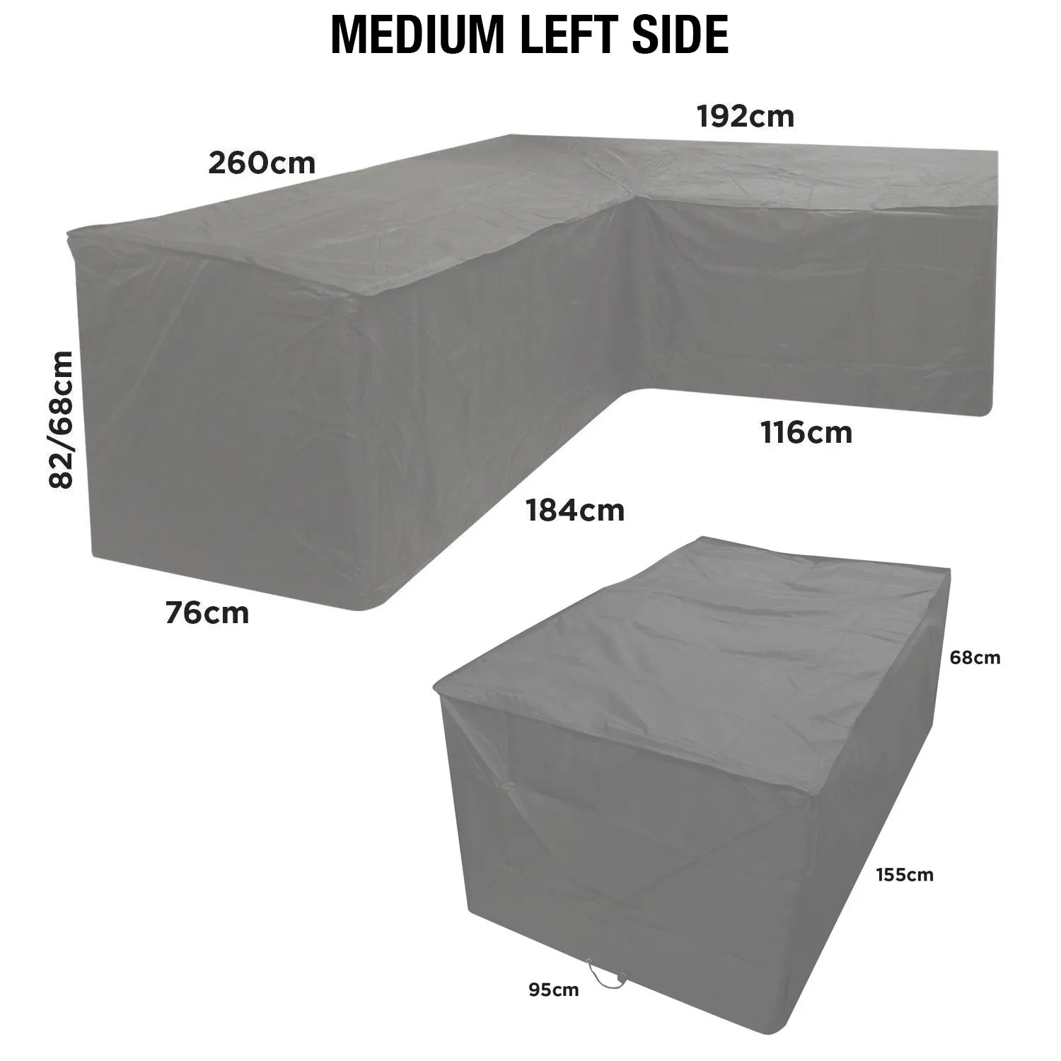 Woodside Grey L Shape Outdoor Dining Waterproof Patio Set Cover Rattan