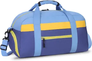 WOOMADA Kids Duffle Bag for Boys or Girls, Kids Overnight Bag with Shoe Compartment＆Wet Pocket, Ideal for School Practice, Sports, Travel(sky blue)