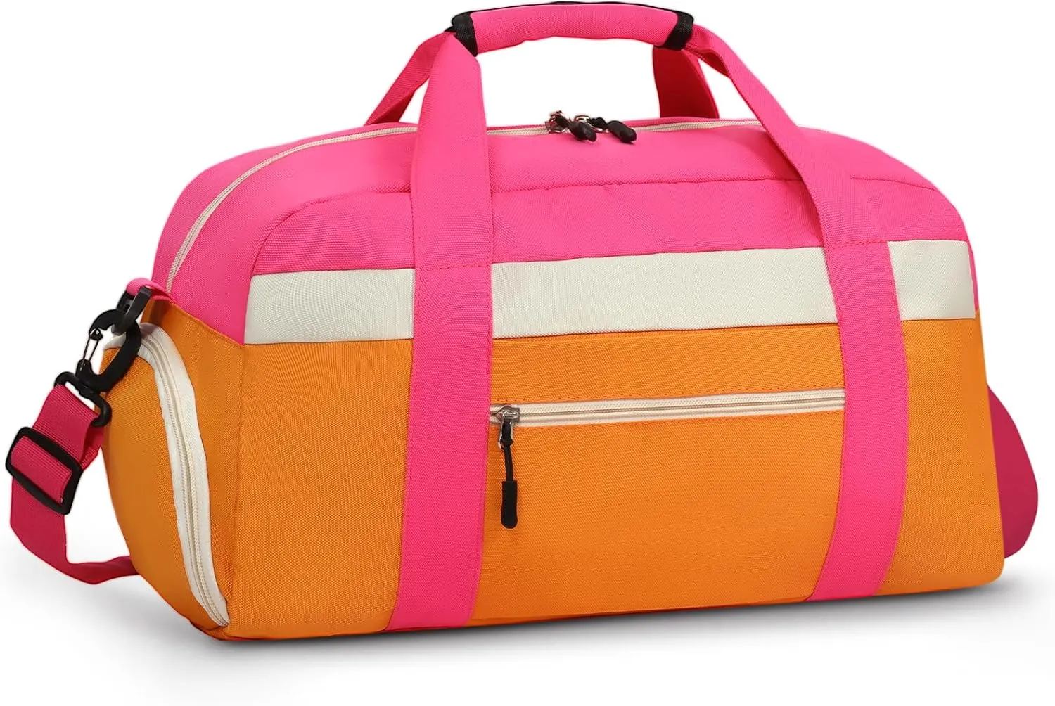 WOOMADA Travel Duffle Bag, Weekend Bag with Wet Pocket & Trolley Sleeve, Overnight Bag With Shoe Compartment, Fit for Sports Practice, Travel and Gifts(orange)