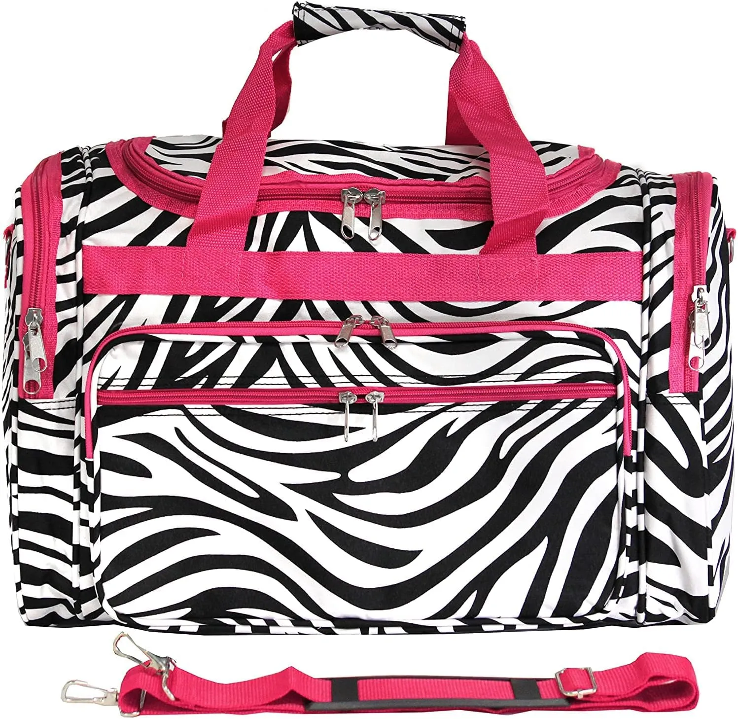 World Traveler Animal Prints 19-inch Duffel Bag, FuchsiaTrim Zebra