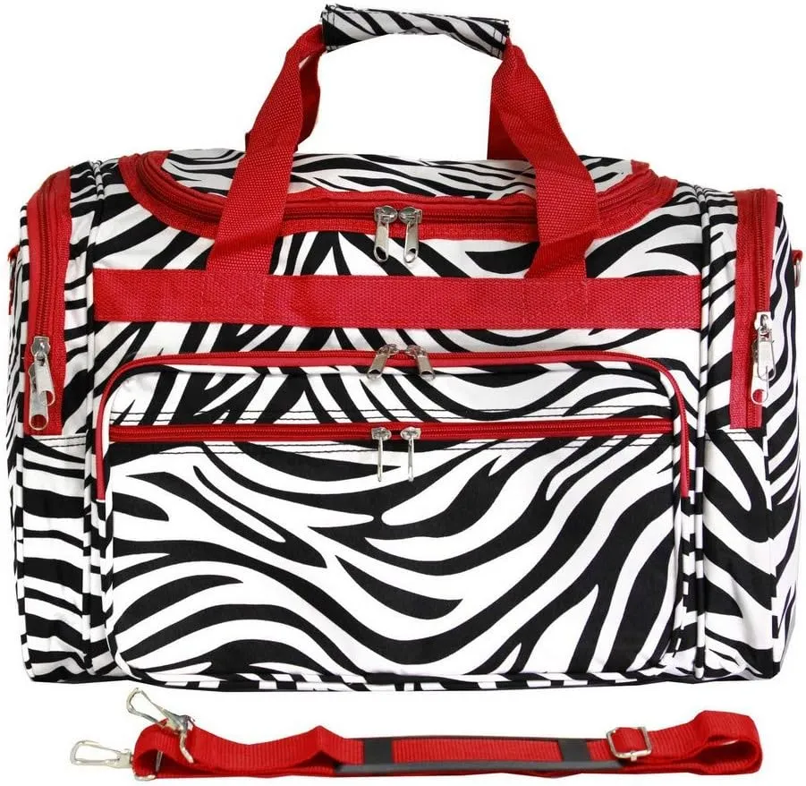 World Traveler Zebra 22" Carry-On Duffel Bag – Lightweight, Durable Polyester with Adjustable Shoulder Strap