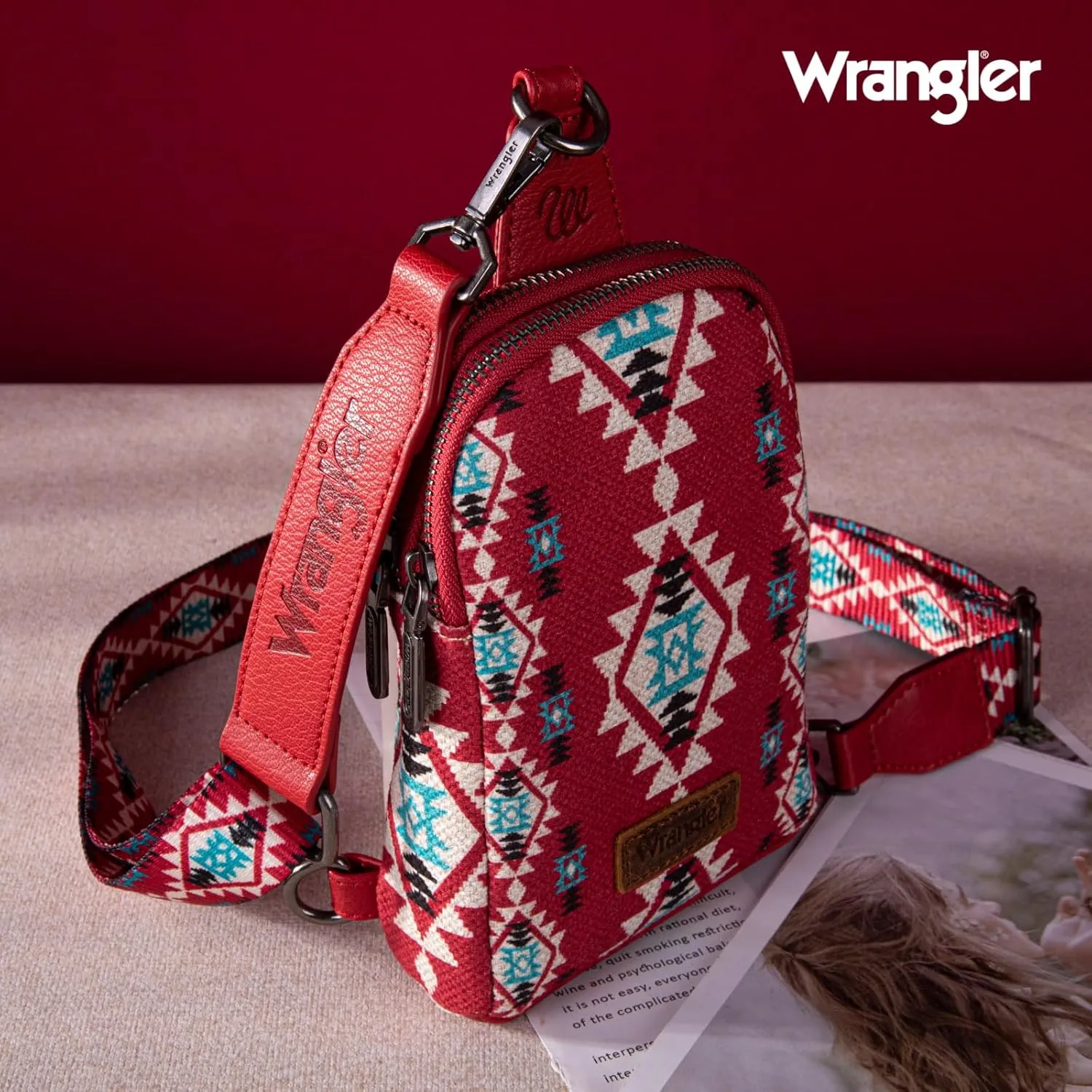 Wrangler Aztec Sling Bag - Southwest Crossbody Trendy Chest Bag
