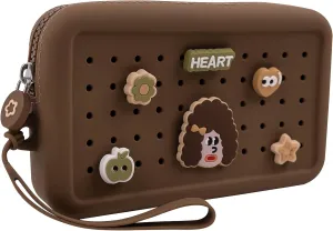 Wristlet Wallets with Charms DIY Portable Clutch Zip Silicone Purse Large Capacity Organizer