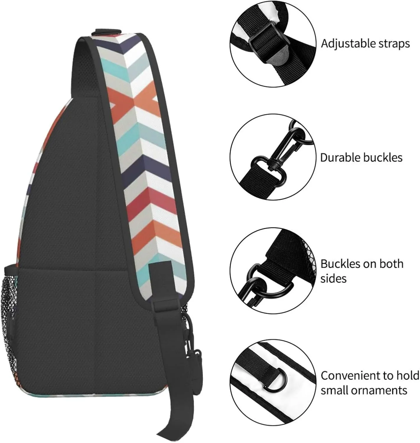 WURTON Beach Clear Sea Sand Print Crossbody Sling Backpack Sling Bag Travel Hiking Chest Bag Daypack