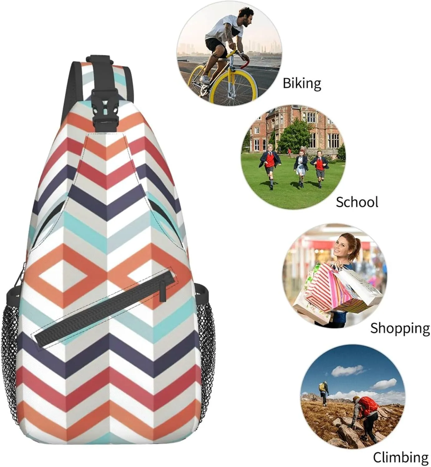 WURTON Beach Clear Sea Sand Print Crossbody Sling Backpack Sling Bag Travel Hiking Chest Bag Daypack