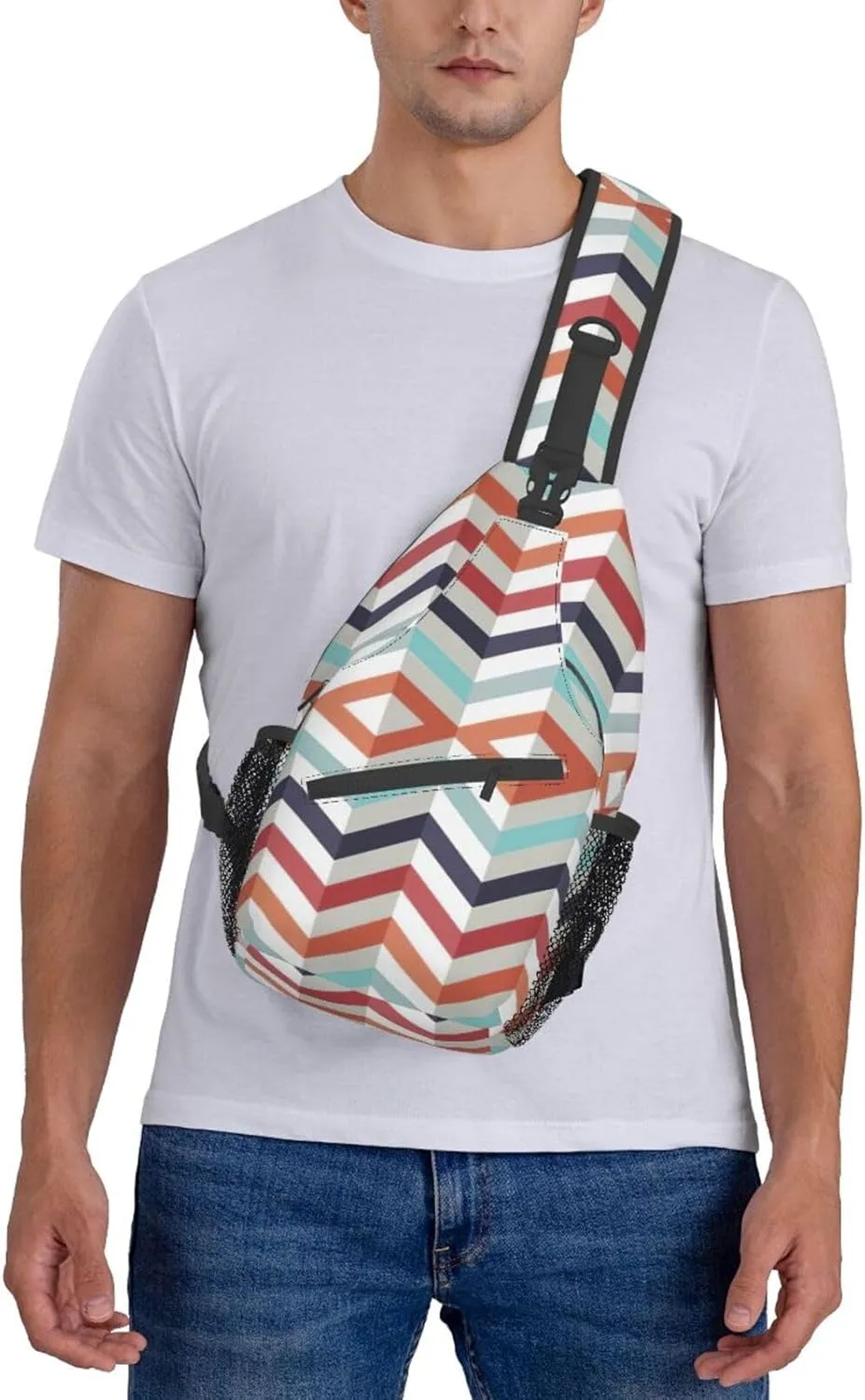 WURTON Beach Clear Sea Sand Print Crossbody Sling Backpack Sling Bag Travel Hiking Chest Bag Daypack