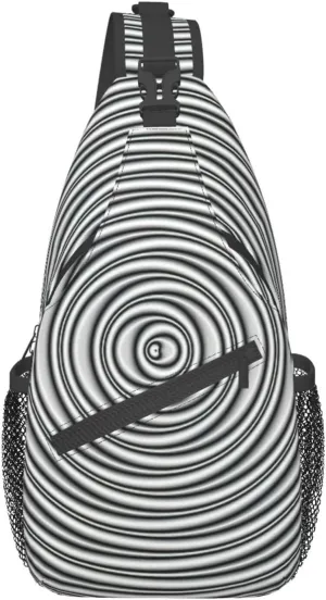 WURTON Black Marble Texture Gold Print Crossbody Sling Backpack Sling Bag Travel Hiking Chest Bag Daypack
